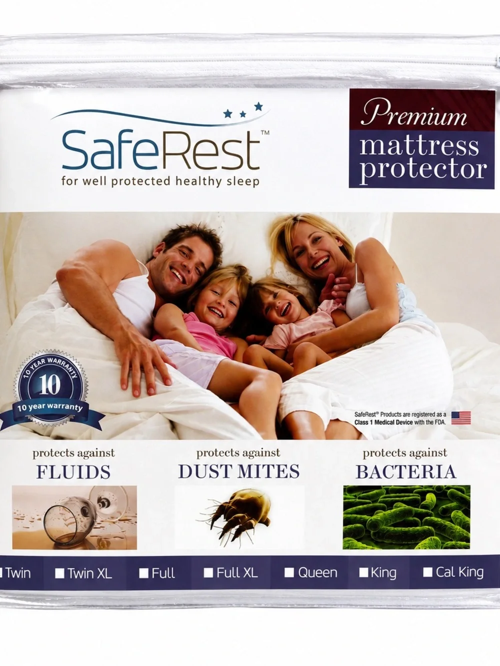 NWT SafeRest Premium Mattress Protector Twin Waterproof